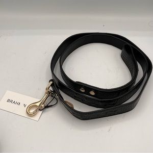 BRAHMIN Large Pet Leash in Croco-embossed Black Melbourne Leather